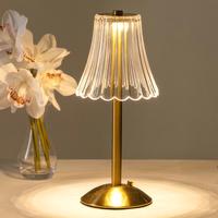 Horn LED Classic Touch Bedside Lamp USB Rechargeable 3 Color Dimmable Bedroom Living Room Wireless Table Lamp Decoration