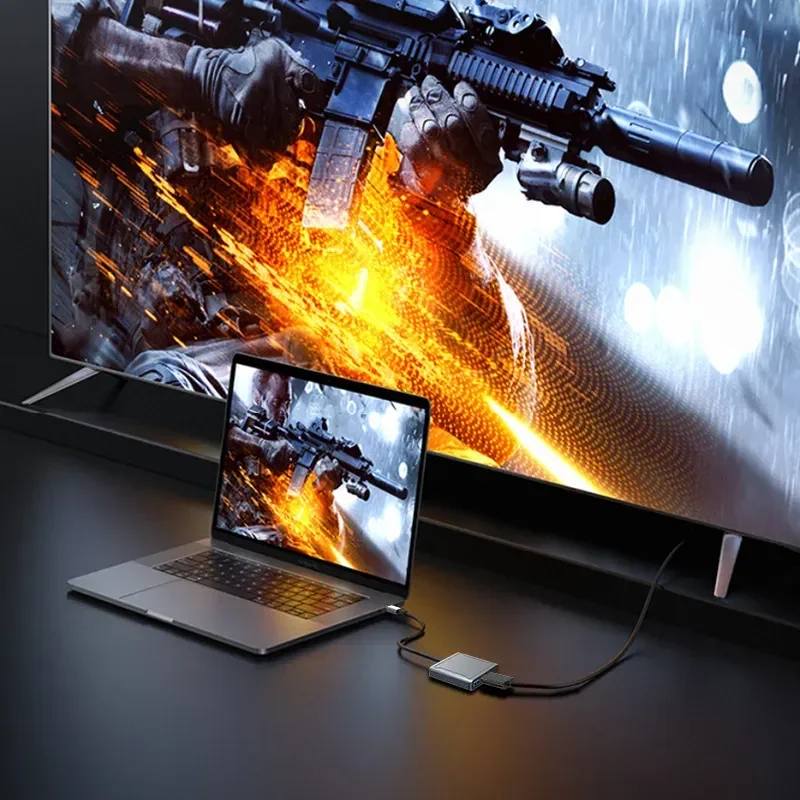 USB C-DPアダプター,3 in 1,thunderbolt3ラップトップと互換性,タイプCから8k 60hz,4k @ 144hz,ディスプレイポート,USB 100w pd,急速充電