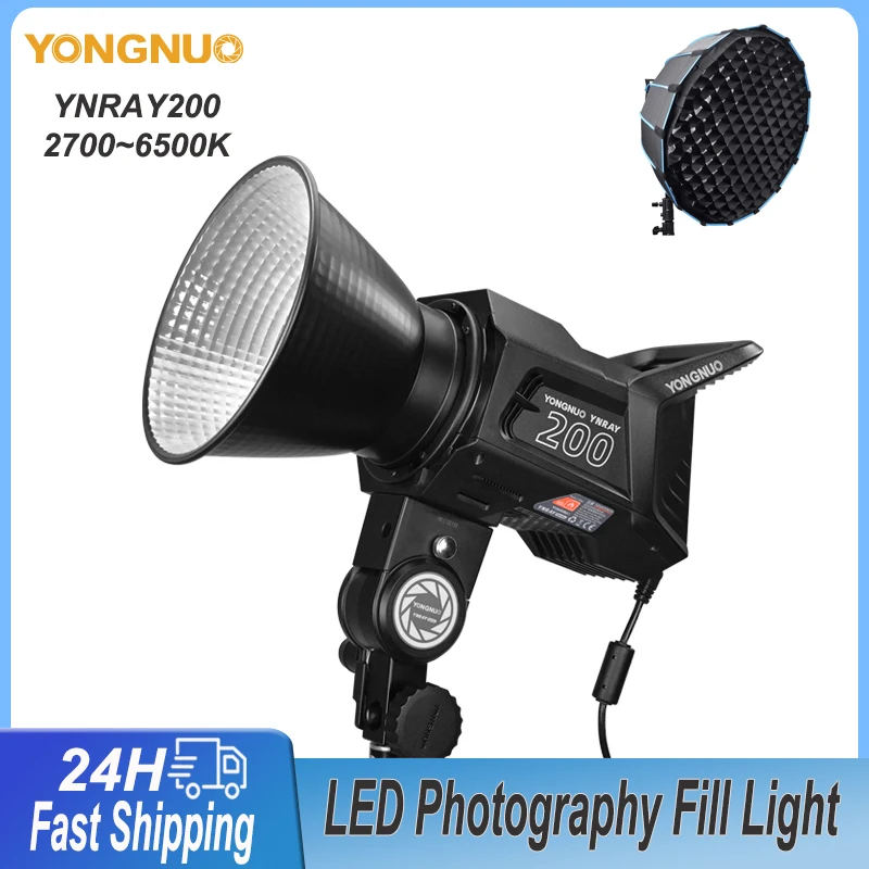 YONGNUO NRAY200 LED 200W Photography Fill Light Studio Video Light 2500K-6500K with APP Control for Video Live Streaming