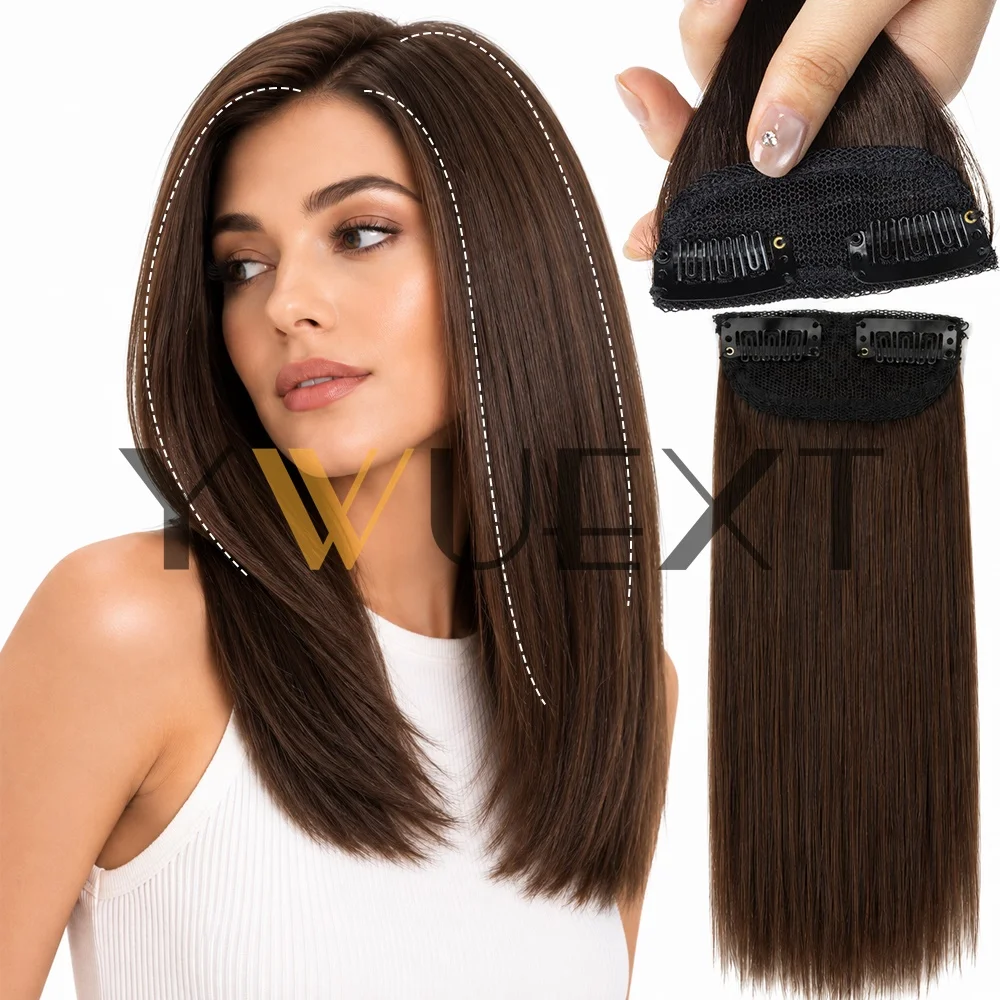 Mini Clip‑In One Piece Hair Pad, Real Remy Human Hair Clip‑in Hair Extensions, Short Straight 10‑30cm Salon Quality Hairpiece, Add Hair Volume, Multiple Colors Available for Women, Black Friday & Double Eleven Deals