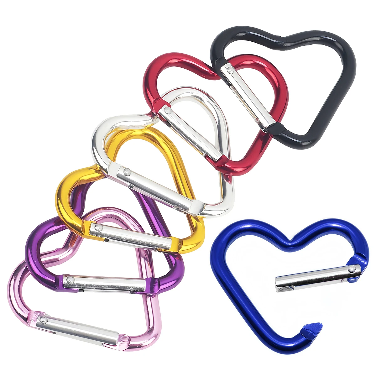 Heart-shaped Aluminum Carabiner Key Chain Clip Outdoor Camping Keyring Spring Hook Water Bottle Hanging Buckle Travel Accessory