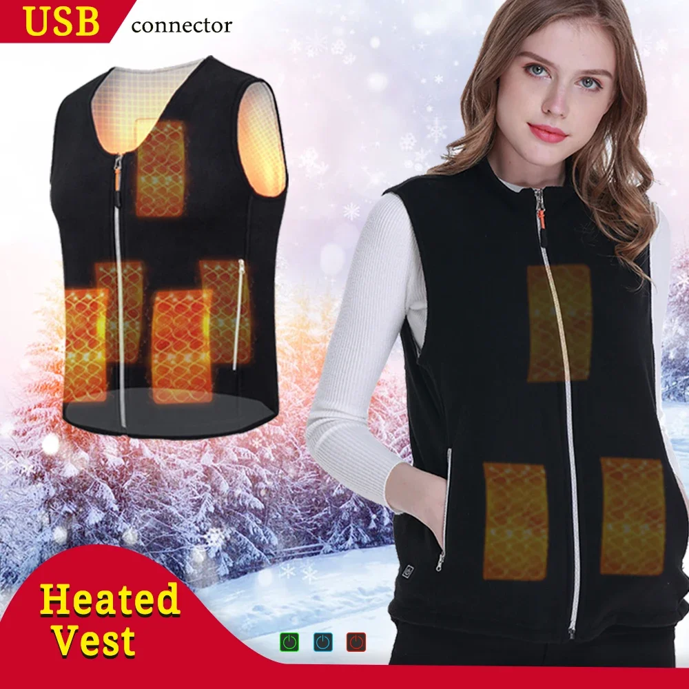 Outdoor USB beheizte Weste Jacke für Frauen, Thermisch, Flexibel, Elektrisch, Warme Kleidung, Weste, Angeln, Winter