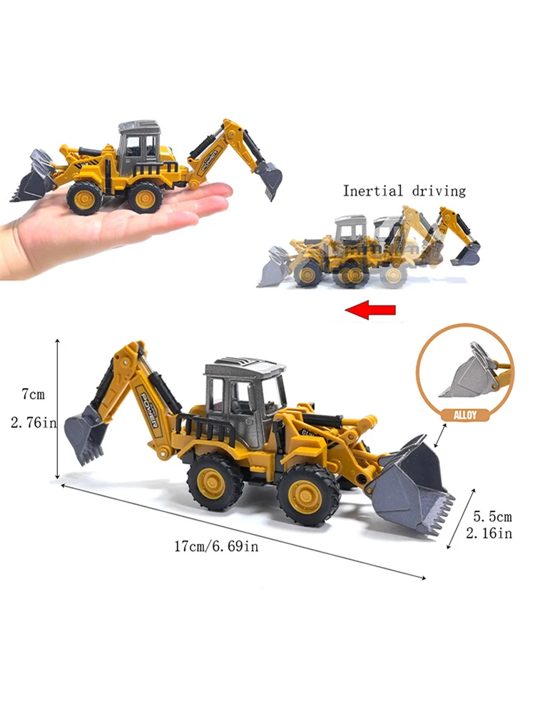 1:70 Excavator Classic Crane Bulldozer Vehicle Diecast Toys Model Engineering Construction Alloy+Plastic Gifts For Children