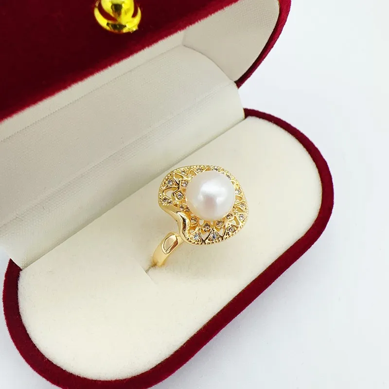 New Fine Pearl Ring 100% Real Natural Freshwater Pearl Beautiful Finger Open Ring 14K Gold Filled Women Jewelry  Gift