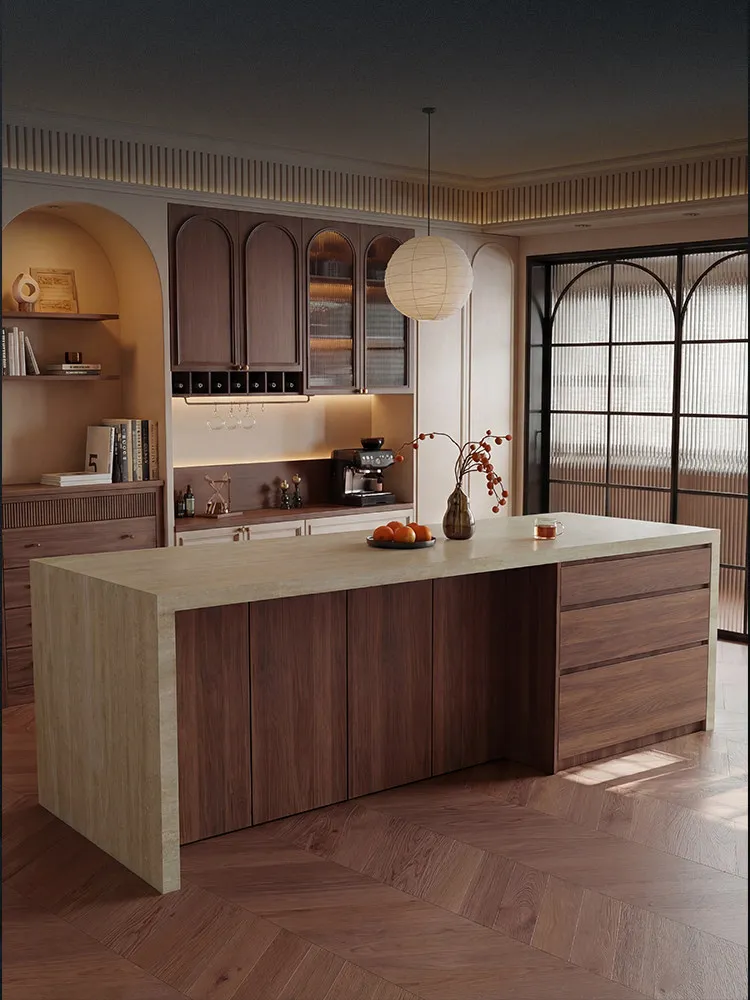 Kitchen island integrated dining table Living room partition bar table Small apartment rock slab guide table
