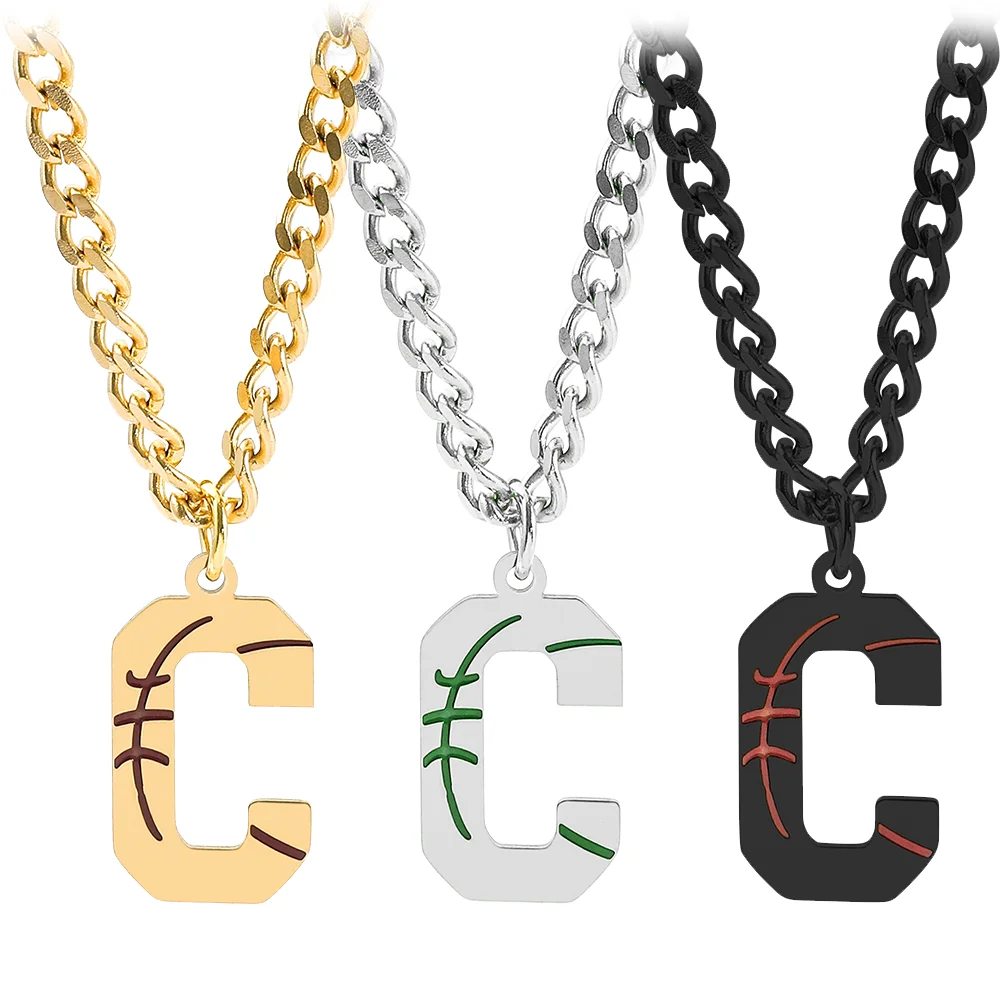 Punk Stainless Steel Letter A-K Pendant Necklace Trend Rapper Neck Chain Jewelry Accessories Fashion Party Punk Accessories Gift