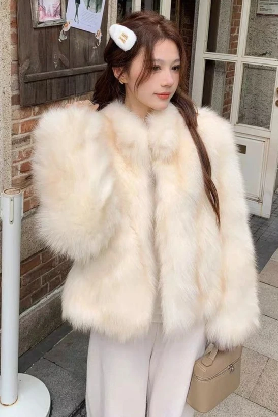 

Женское пальто из искусственного меха на осень-зиму 2026 года, ветрозащитное, с воротником-стойкой, с интегрированным мехом