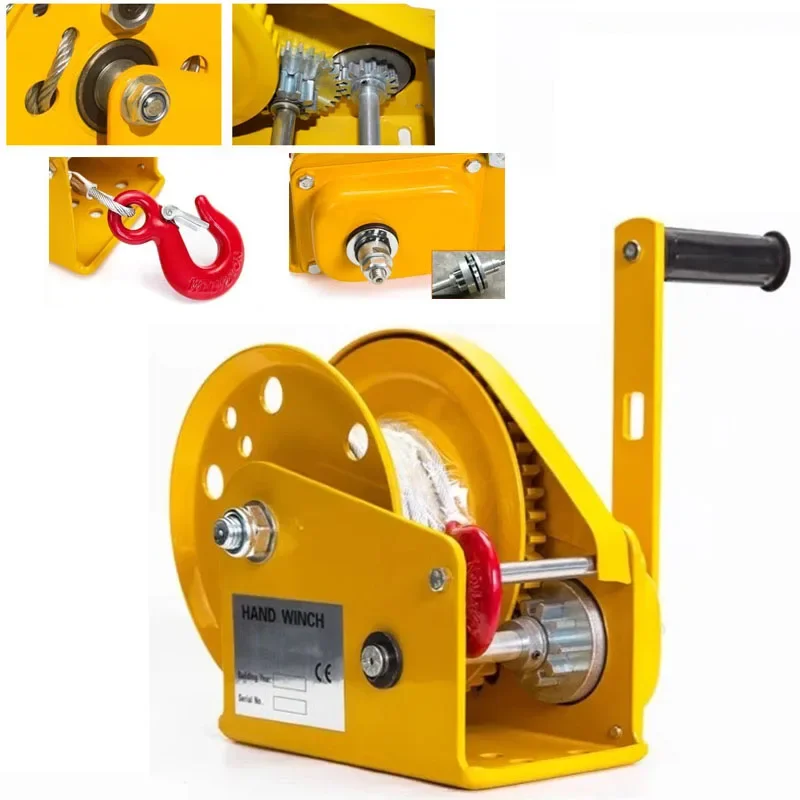 

Hand Cranked Two-way Self-locking Manual Winch Portable Whinches Traction Hoist With Brake Manual Winch 1200 lb