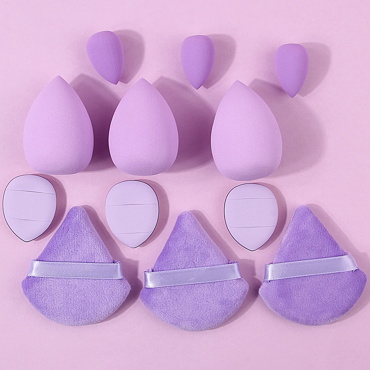 12pieces purple makeup sponge powder puff beauty egg set portable dry and wet dual-purpose non-clogging makeup tools
