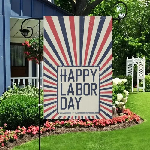 Happy Labor Day Garden Flag Vintage Retro Red White Blue Patriotic Outdoor Decor RRM IIX zzm