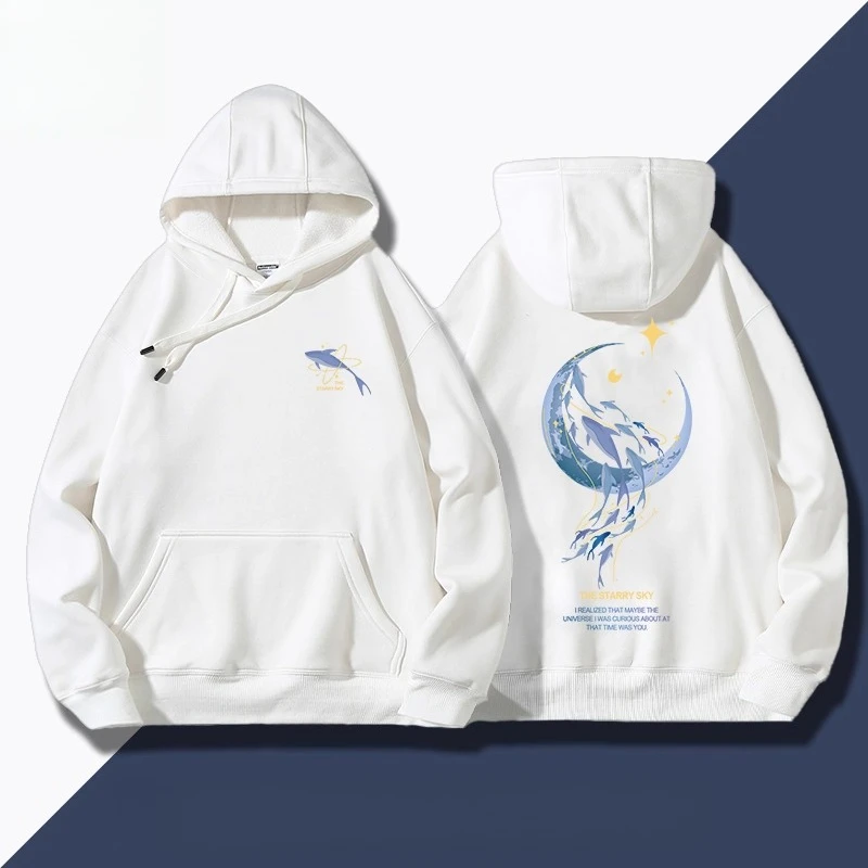 2025 سوبر شعبية دولفين طباعة الكبار مقنعين البلوز العصرية Ins فضفاضة تنوعا الخريف الشتاء اليومية رياضي الشارع رداء علوي غير رسمي