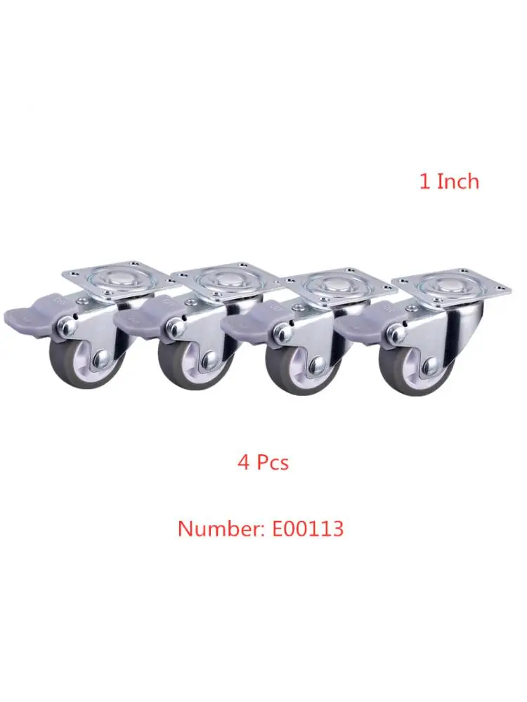 

4 Pcs/Lot 1 Inch Casters Gray Tpe Universal Wheel With Diameter 25mm, Minimum Brake Wheel, Mute Household Caster