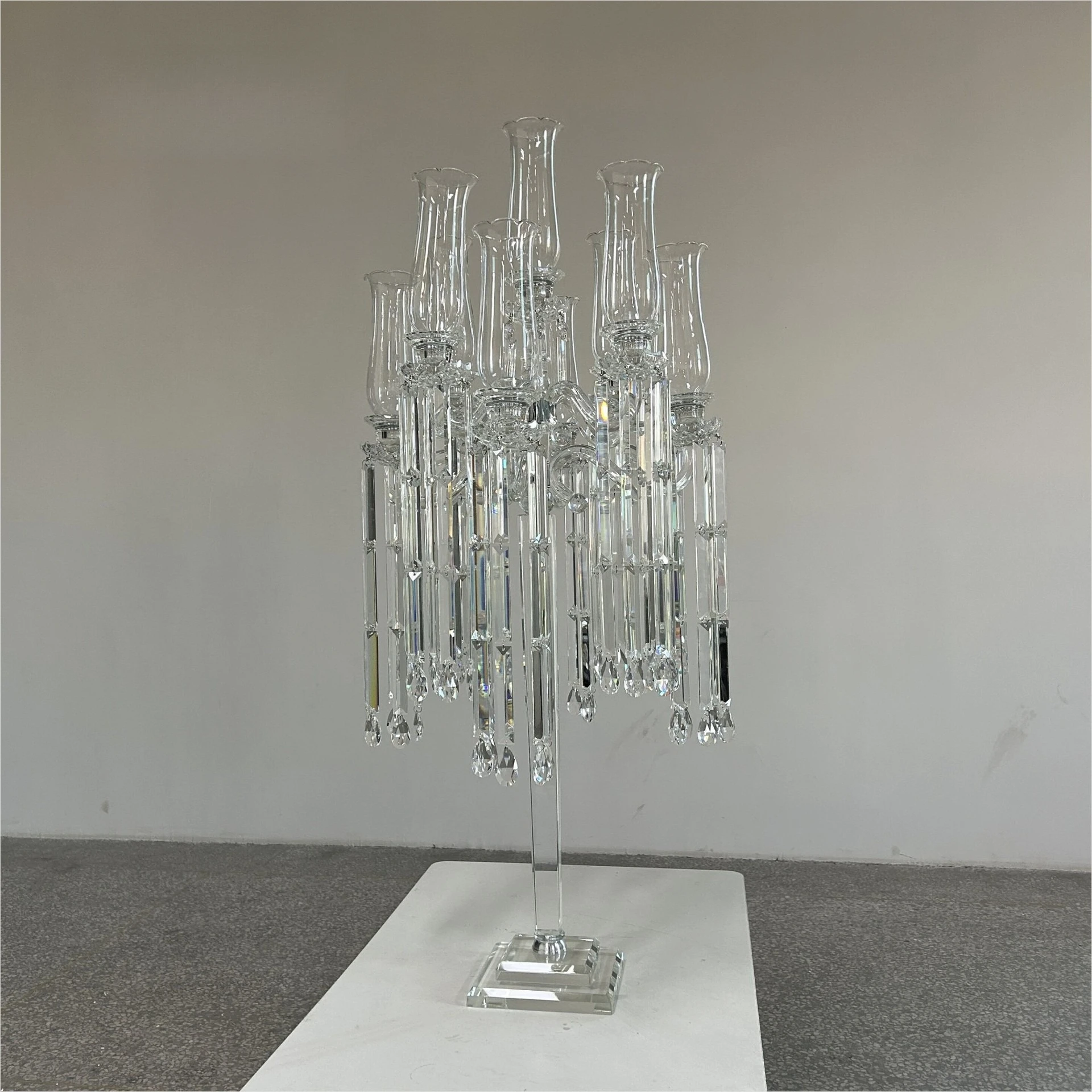 event decorations, triangular strips 9-head crystal branched candelabra