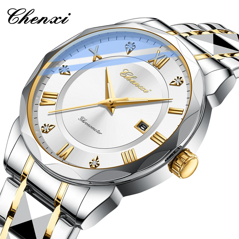 CHENXI New Fashion Elegant Business Men's Wristwatch Round Dial Luminous Waterproof Calendar Display Man Watch