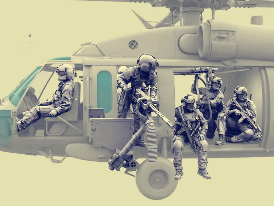 1: 35 Die Casting Resin Model Assembly Kit US Special Forces Parachute Model 7 People Including Rope Grey Model