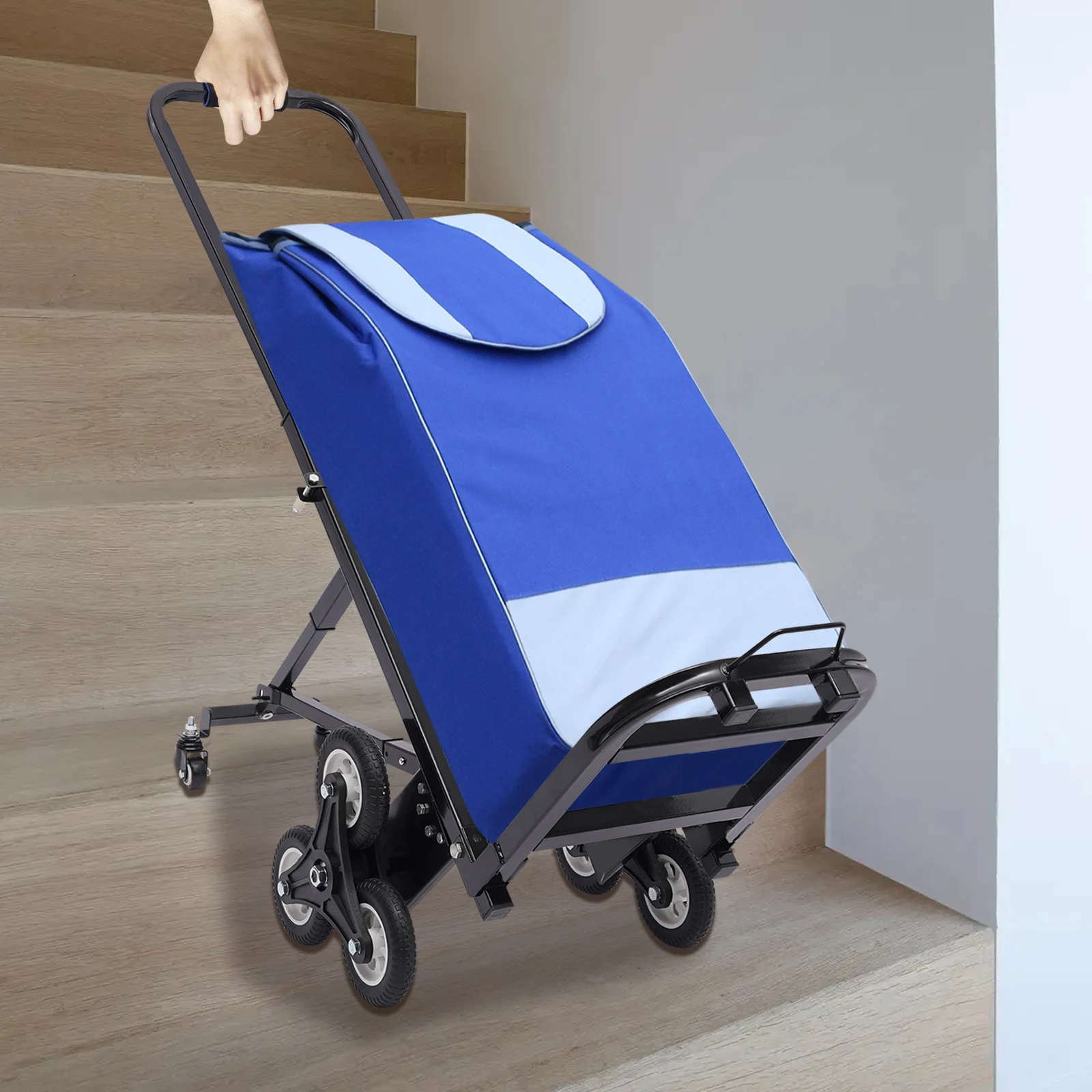 Carro de escalada de escaleras, carro plegable portátil con 8 ruedas, camión de mano escalador de escaleras con mango ajustable para tirar, pesado