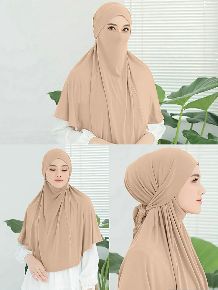 

Plain Large Size Headband Muslim Hijab Women Instant Turban Top Quality Islamic Headscarf Ramadan