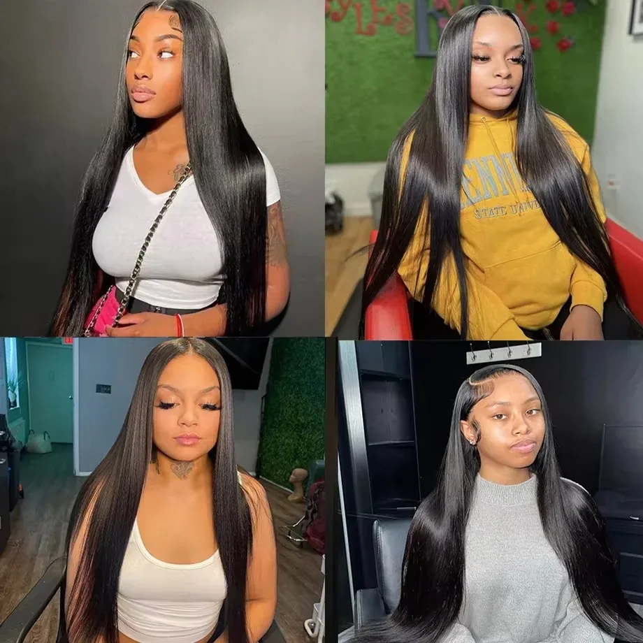 Mossily 36 Inch Glueless Bone Straight Human Hair Wigs Ready To Wear 5x5 Lace Closure Wig 220 Density Pre-Plucked Wigs For Women