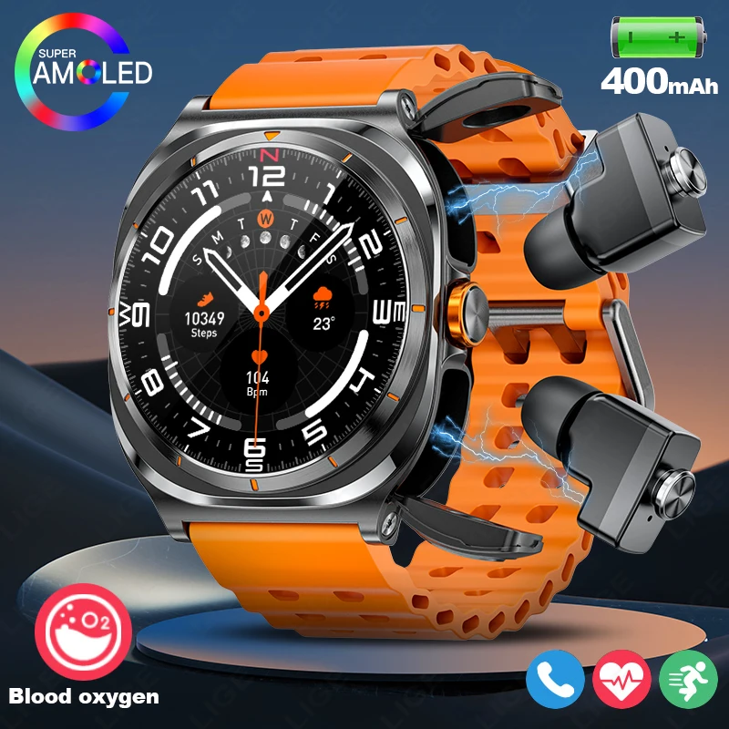 

2025 Wireless Bluetooth smartwatch, TWS earphones, dual earphones, call health monitor, sports music earphones, smartwatch2-in-1