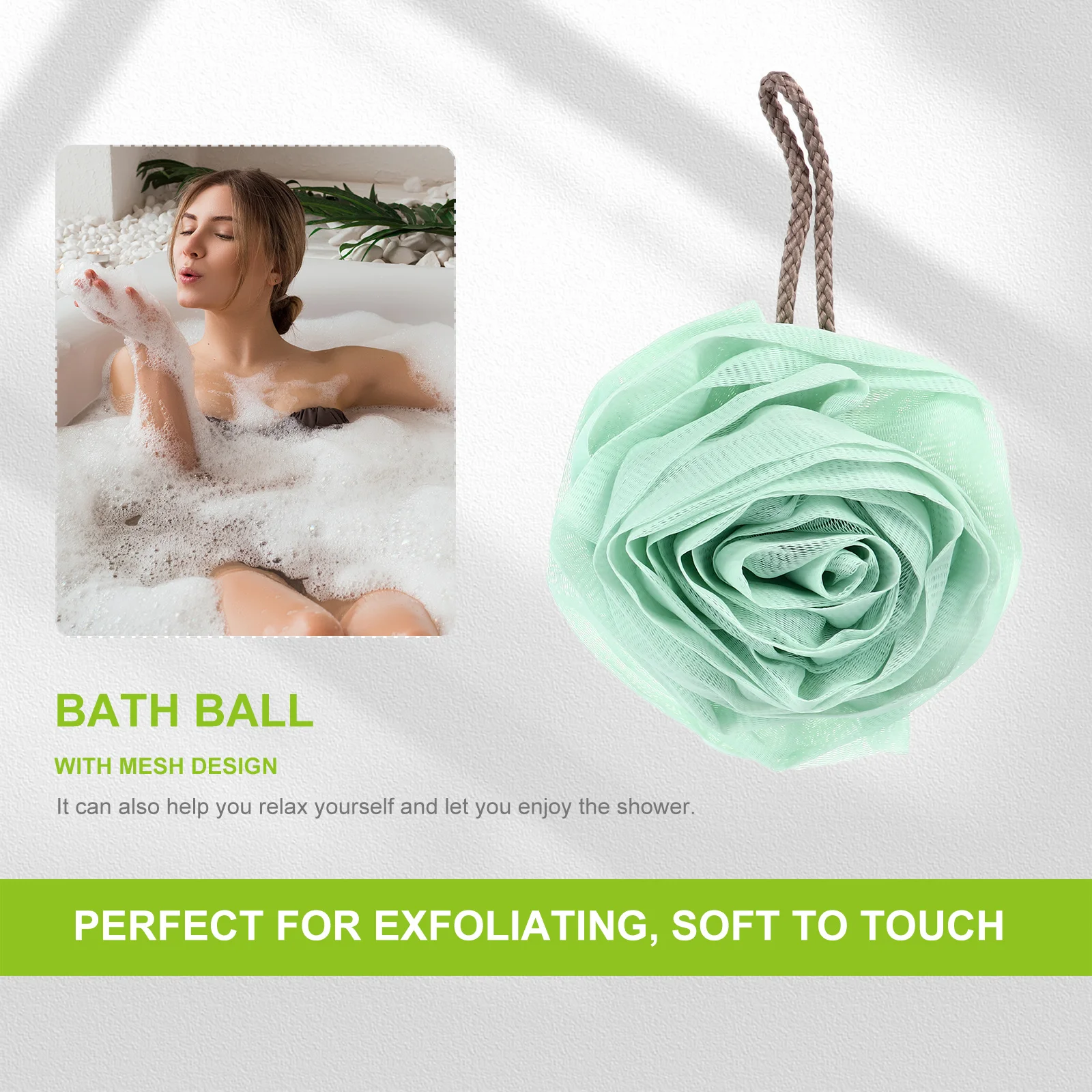 

2 pcs Rose Shape Bath Ball Mesh Shower Sponge Exfoliating Tightly Linked Foaming Scrubber For Bath Relaxation Skin Care