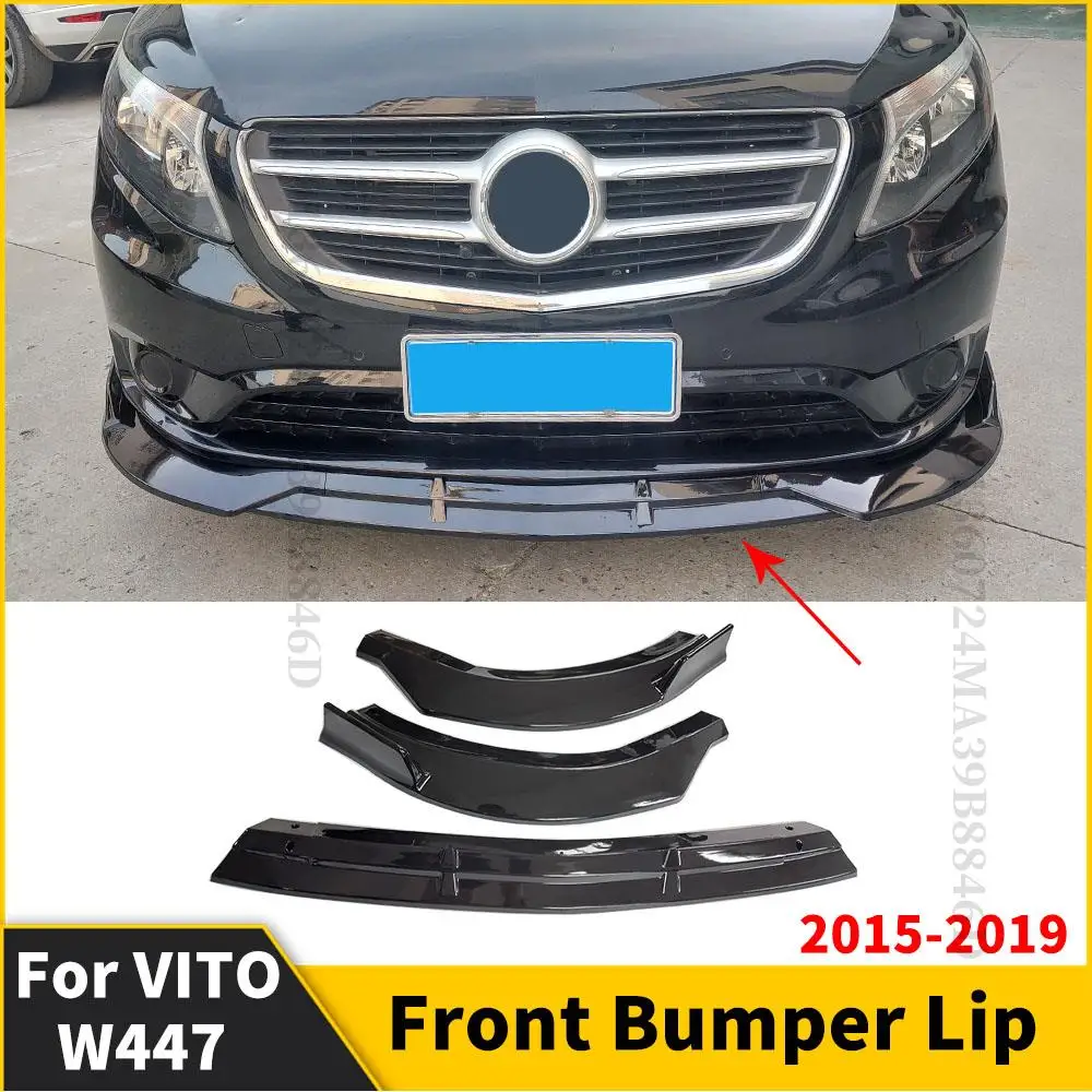 Front Bumper Lip Chin For Mercedes Benz VITO W447 2019 2018 2017 2016 2015 V200 V220 V250 Tuning Accessories Diffuser Facelift