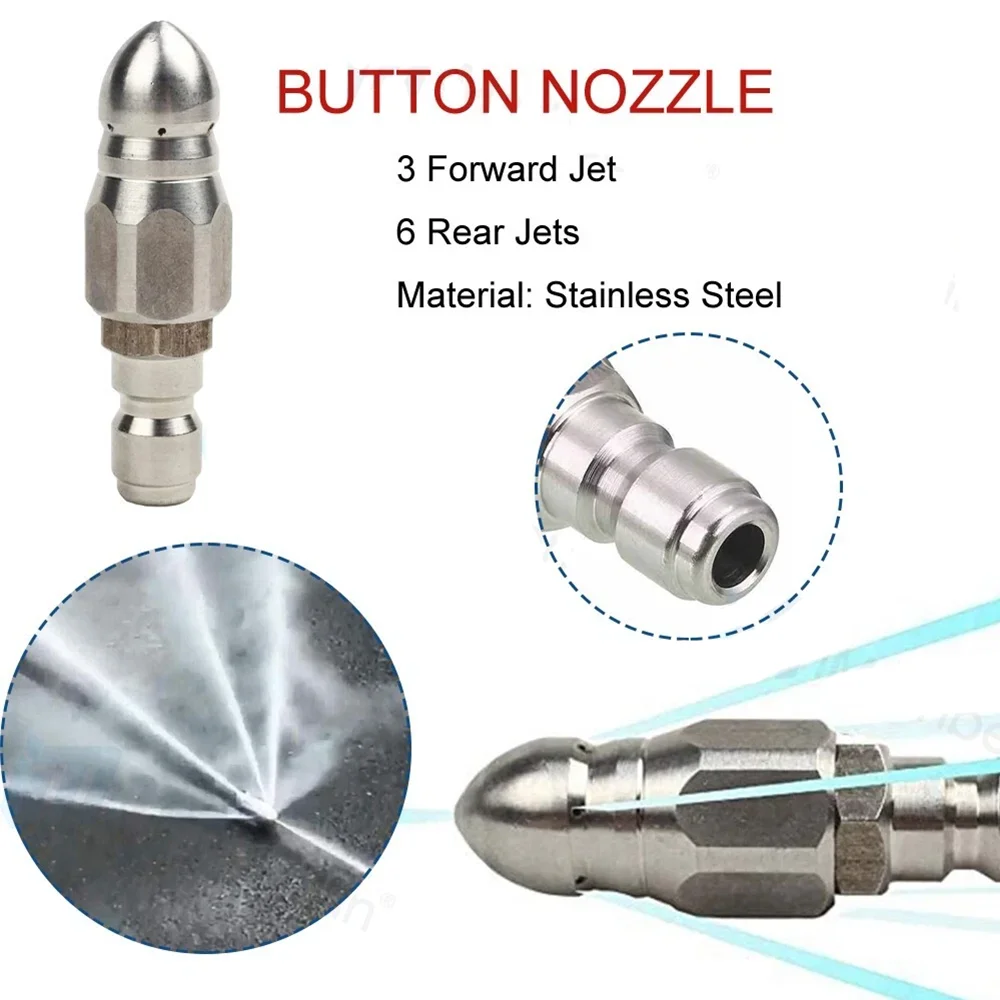 15M High Pressure Cleaning Hose Pipe Sewer Drain Dredge Cleaner Quick Plug Drain Hose 1/4in M-NPT Fitting Household Clean Tools