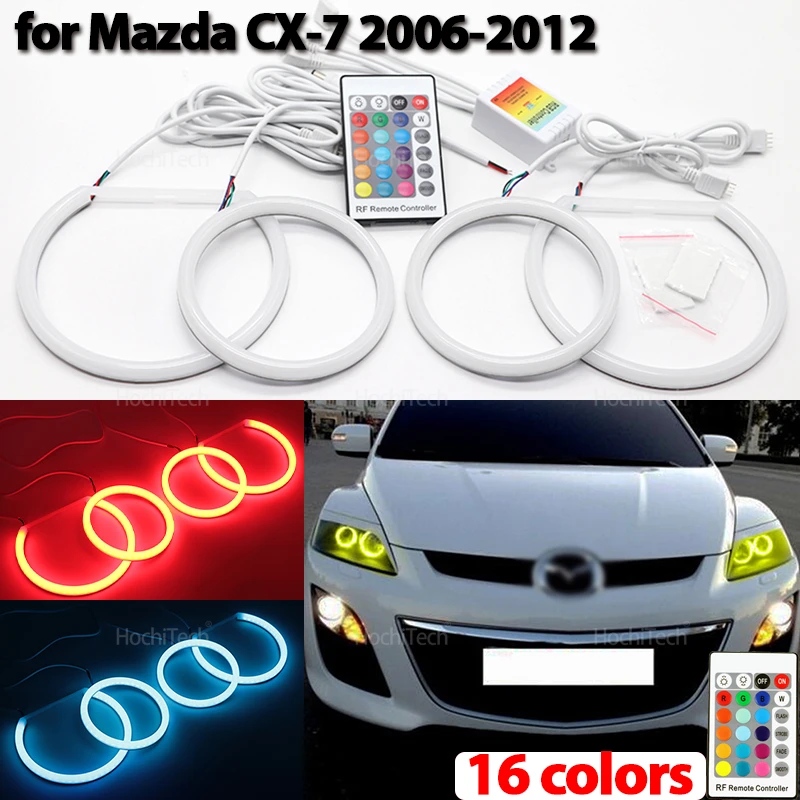 Multi Color Cotton LED Angel Eye Ring Remote Control for Mazda CX-7 2006 2007 2008 2009 2010 2011 2012 Car Daytime Running Light