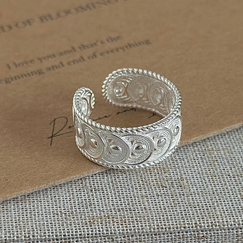 925 Silver Lace Ring Vintage Korean Style Minimalist Stacking Wholesale Jewelry Gift for Women 5