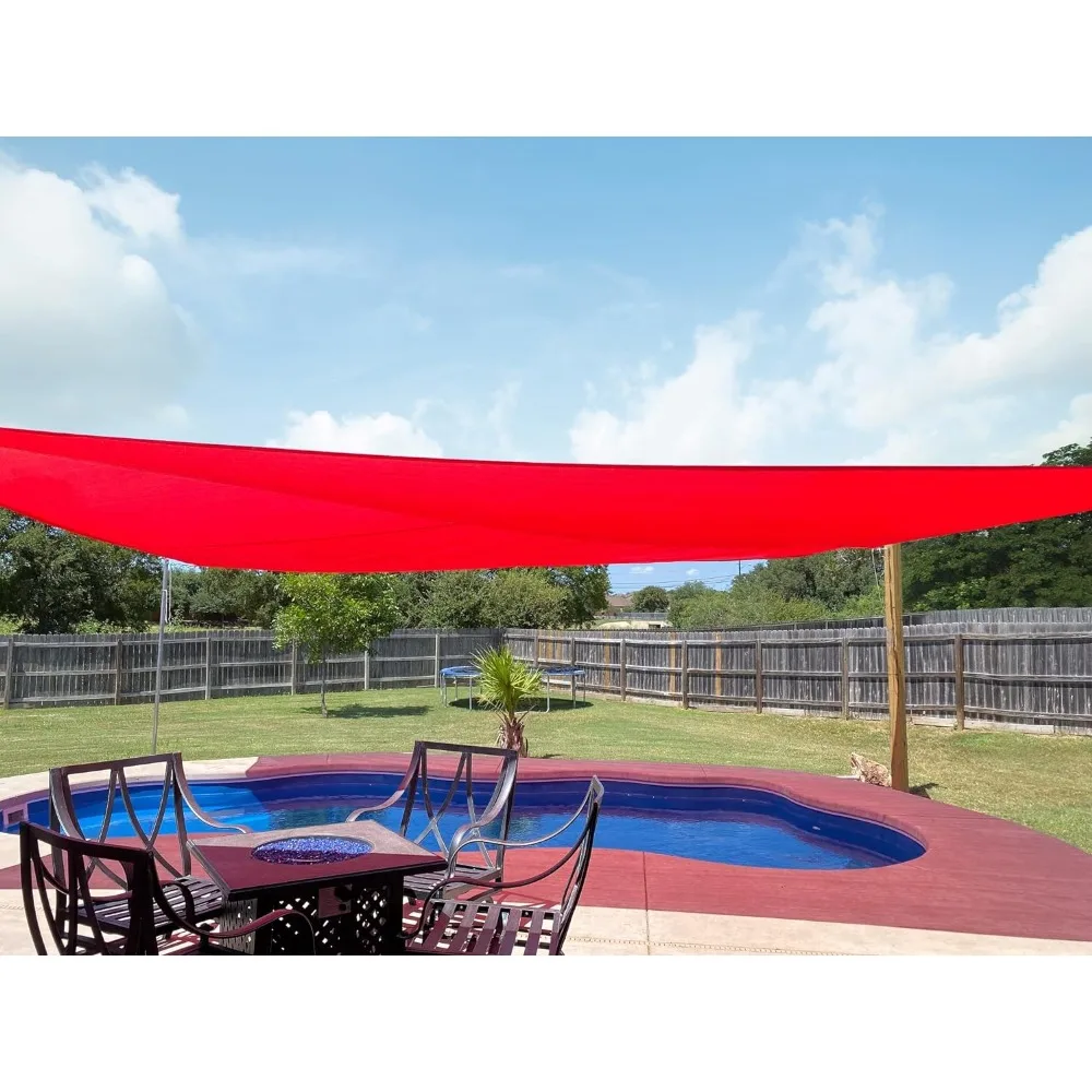 

24'X24' 185GSM Sun Shade Sail Canopy Square 98% UV-Blocked for Patio Outdoor Activities Hardware Kit (Red)