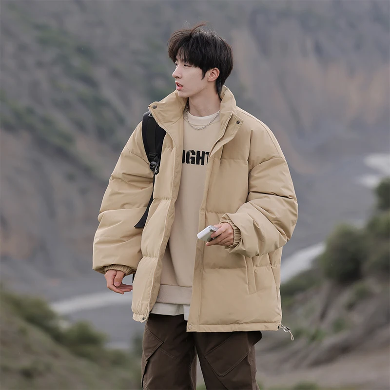 

Модная мужская уличная альпинистская пуховая куртка на хлопковой подкладке, зимнее теплое пальто, короткое свободное ветрозащитное пальто для подростков