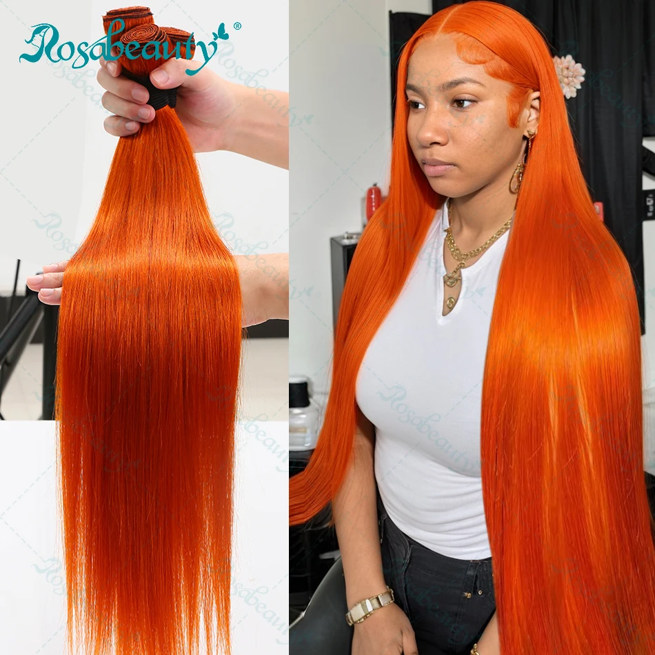 Indian Bone Straight Weave Bundles 350 Colored Ginger Orange 1/2/3/4 Piece 100% Human Hair Bundles Remy Hair Extensions Deal