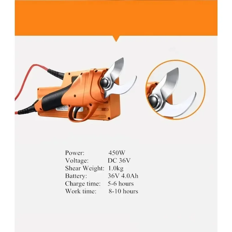 11-45MM Electric Pruning Shears Lithium Battery Folding 1 Ratchet Anti-Slip Trimming Tool