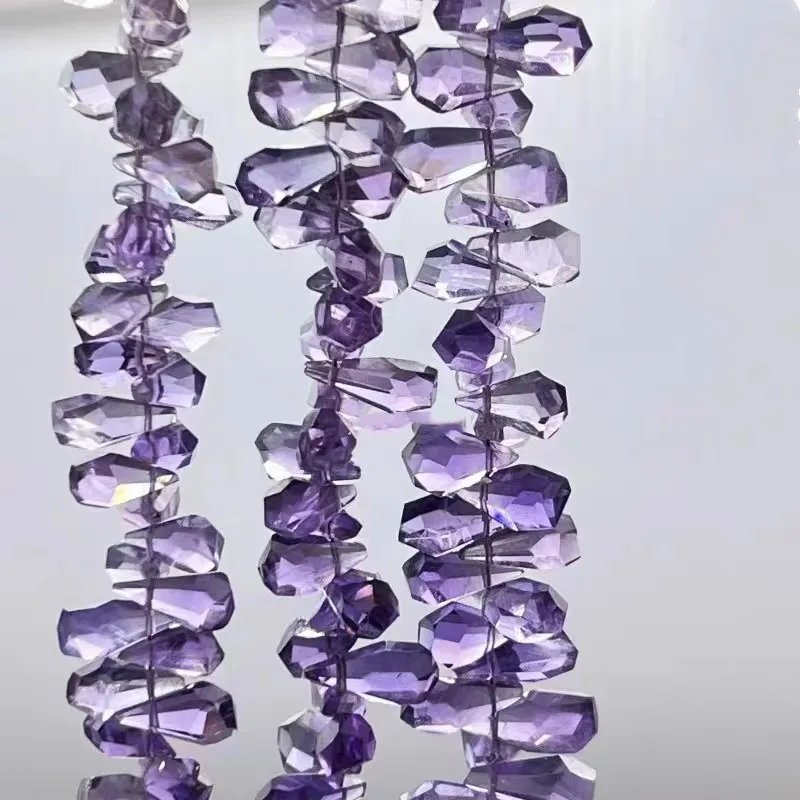 Amethyst side hole drop baroque  faceted 6*10mm for DIY jewelry making  17cm