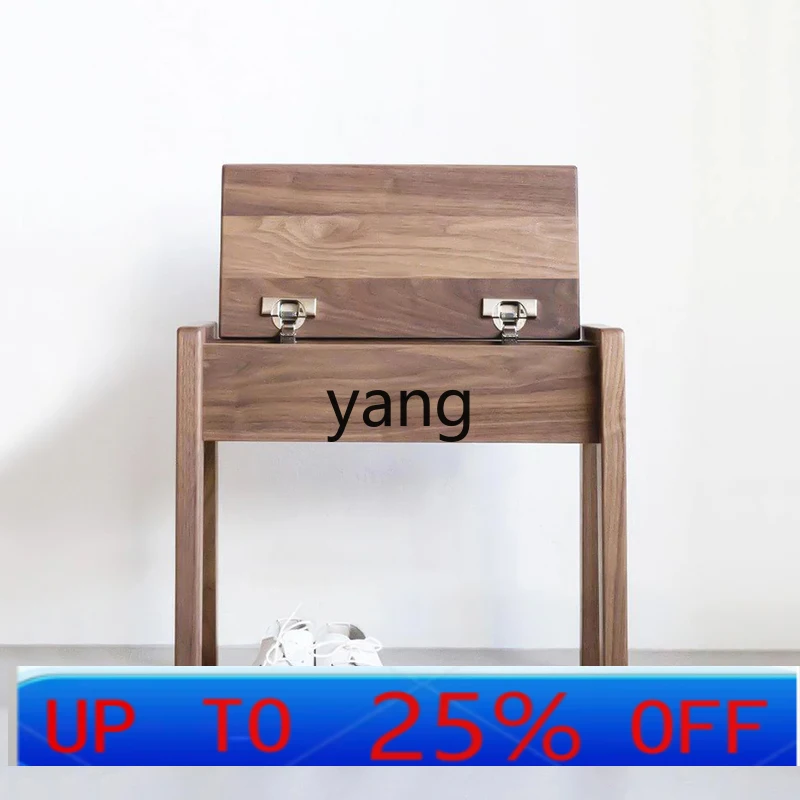 

LTT Japanese-style solid wood shoe changing stool, black walnut storage storage, household door stool