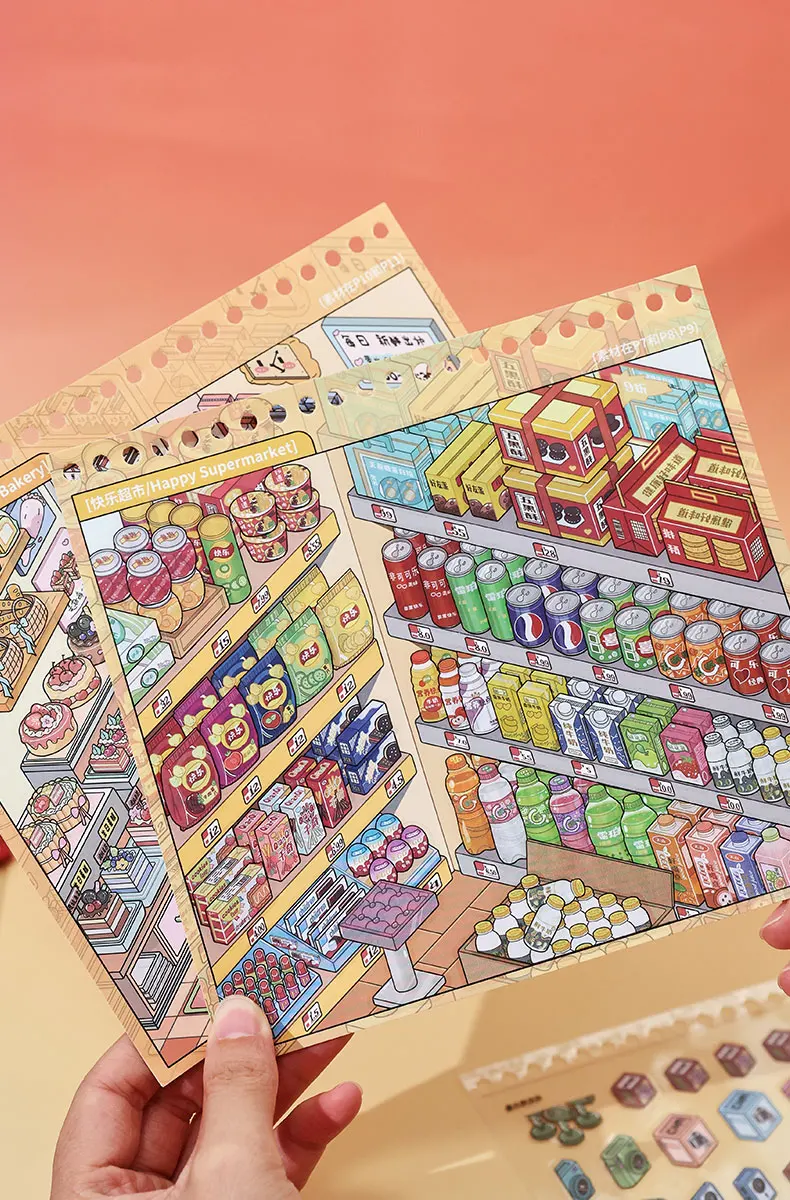 JIANQI 10in1 3D-Supermarktregal-Aufkleber, Buch, Album, Cartoon-Szene, DIY-Spielzeug, Spiel, Festival, Geburtstagsgeschenk für Kinder, Mädchen, Kinder – Detail 13