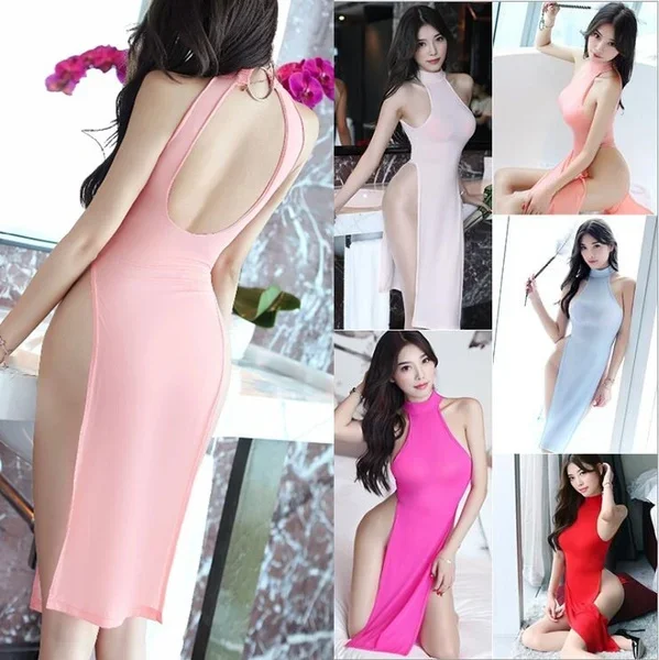 

Slim High Slit Leg Qipao Cheongsam Dresses White Backless Night Sexy Summer Chinese Style Bodycon Long Sexy Mini Dress for Women