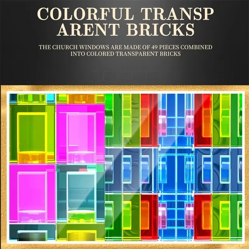 3087PCS St. Andrew's Church Building Block Medieval European Church Street View Model Bricks With Light Toys Kids Holiday Gifts