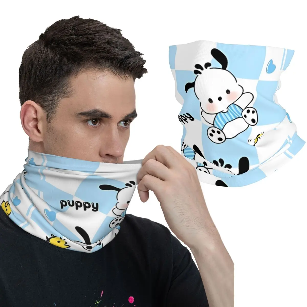 Pochacco-Masque de cyclisme doux et chaud, écharpe de protection solaire, bandana bleu, couvre-visage punk, course à pied et voyage, mode