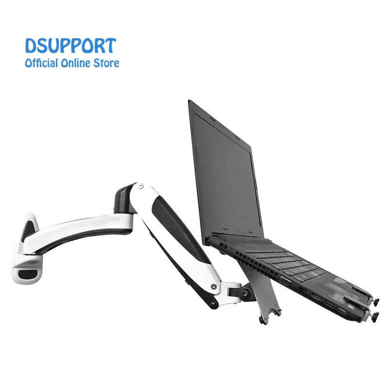 Wall Mount Laptop Holder Gas Spring Arm Aluminum Alloy Full Motion 10-15 inch Laptop Mount Stand Lapdesk