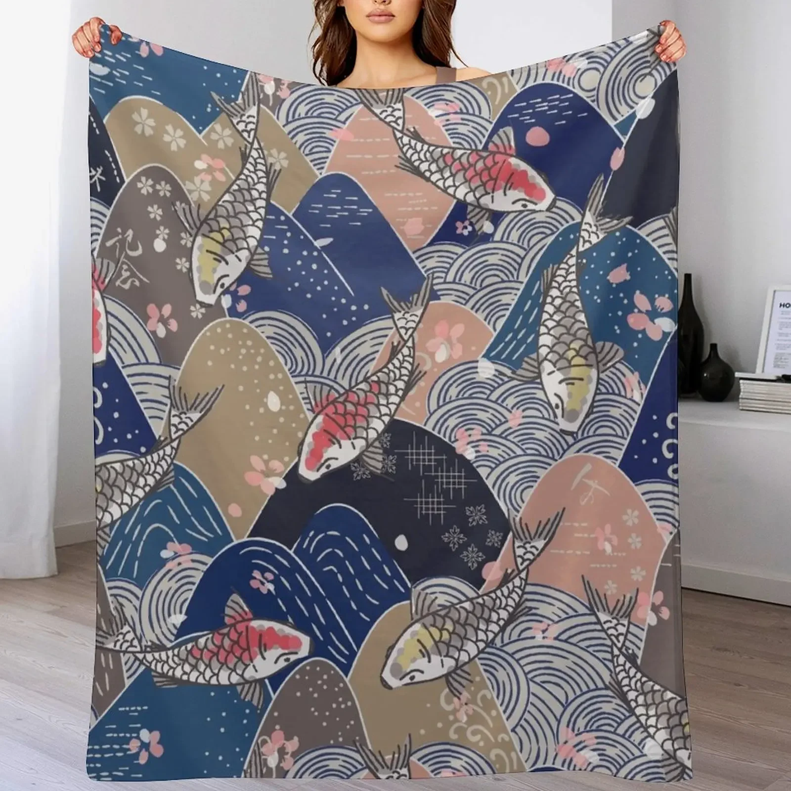 

Japanese mountain pattern Throw Blanket halloween warm for winter Plaid Bed linens Blankets