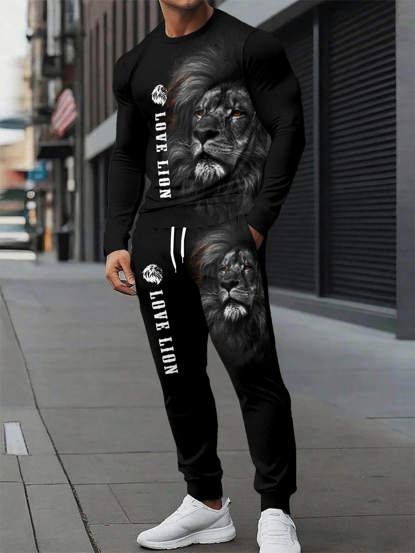 

Two Piece Pant Sets Animal Wolf Lion Print Set Men Women Fashion 2Piece Sets Tracksuit Suit Sports Comfort