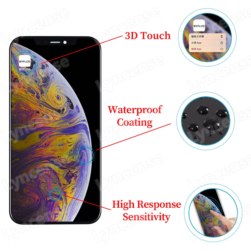 AAA+++ OLED LCD For iPhone XS Display With 3D Touch Digitizer Assembly No Dead Pixel For XS LCD Screen Replacement Display