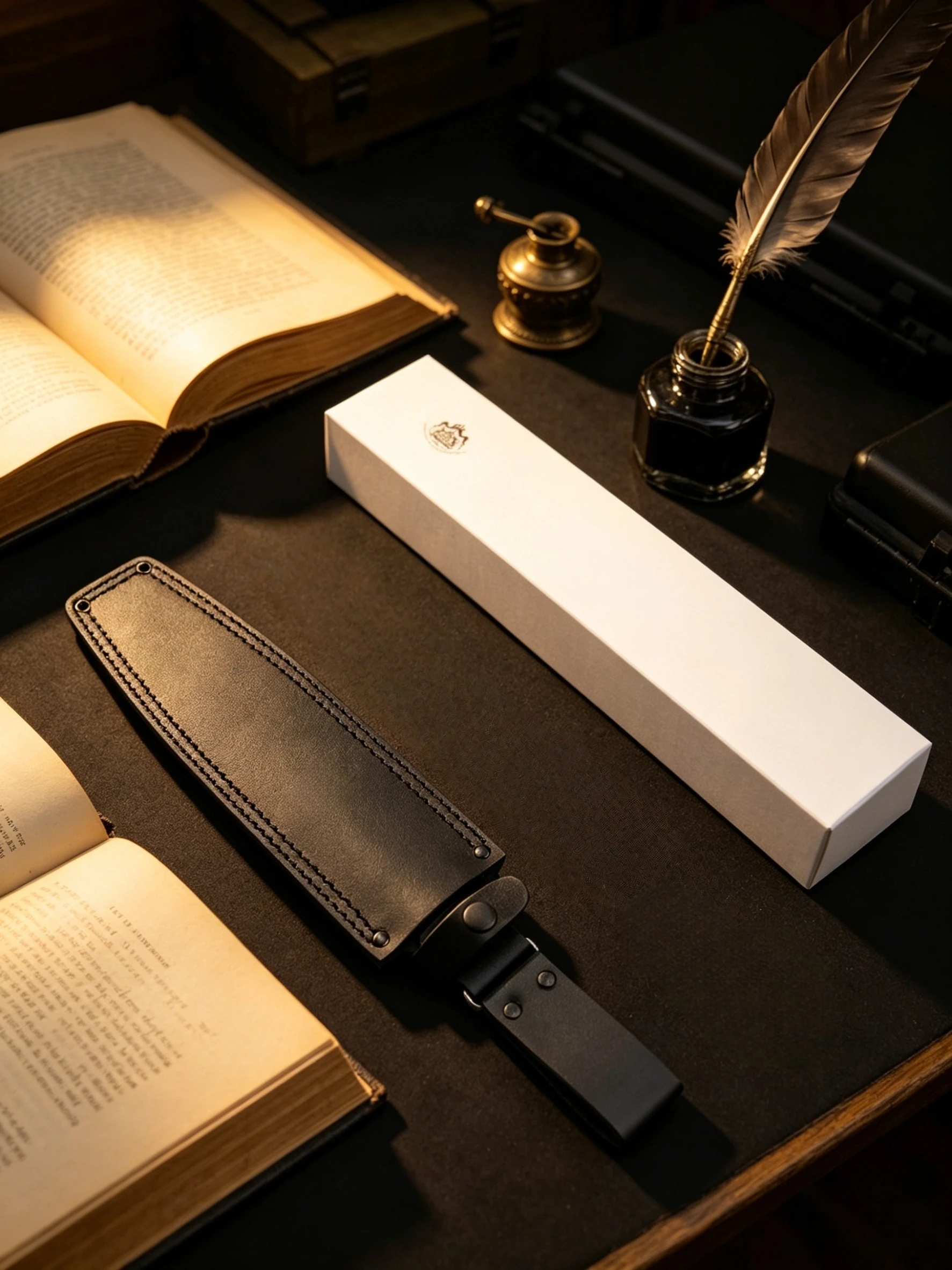 FK-MB10, a high-end straight knife from Sweden, with a hand-woven cowhide sheath and Lam Cos Steel blade. Camping knife.