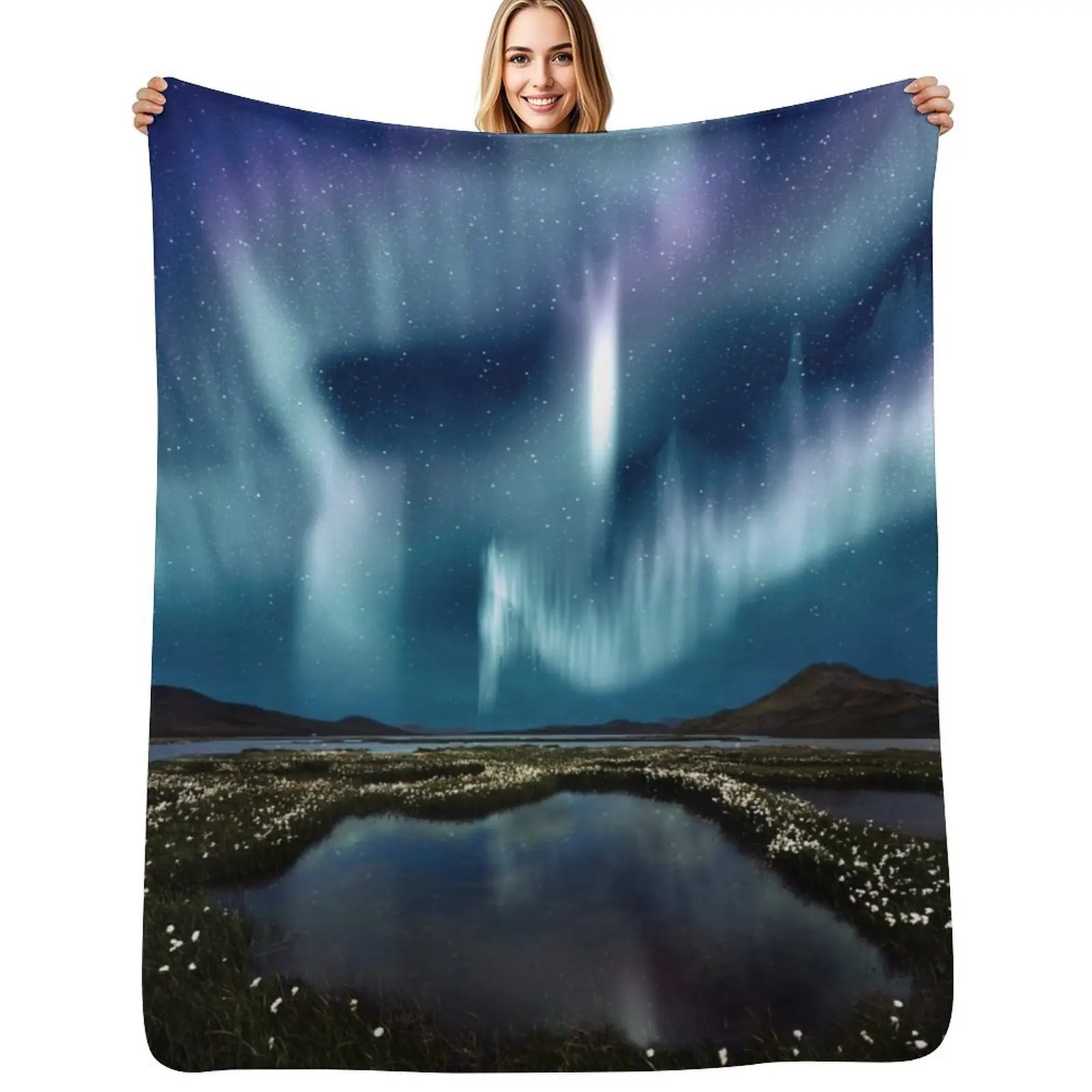Northern Lights Throw Blanket Summer Flannel Designers Giant Sofa Camping Single Blankets