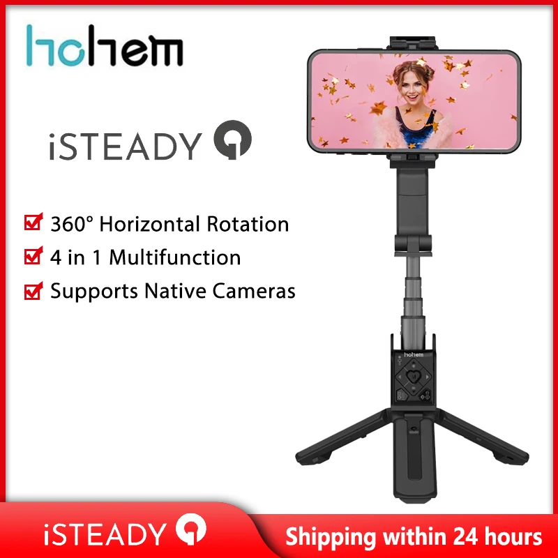 

Hohem iSteady Q Single-Axis Gimbal Stabilizer Automatic Balance Selfie Stick Adjustable Tripod with Remote for Smartphone