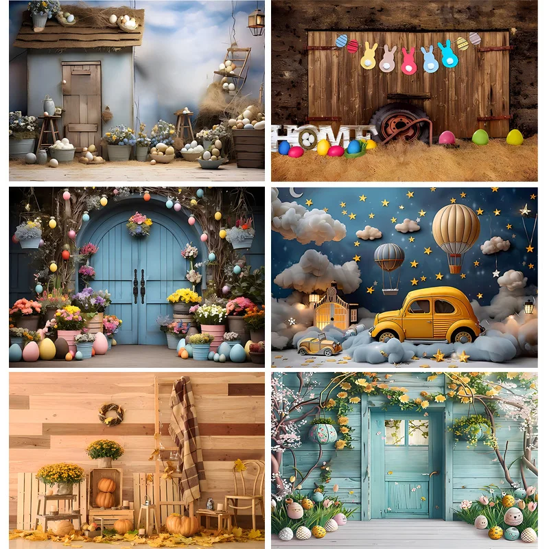 

SHENGYONGBAO Easter Day Digital Photography Backdrops Props Rabbit Flowers Arch Doors Maternity Photo Studio Background YH-04