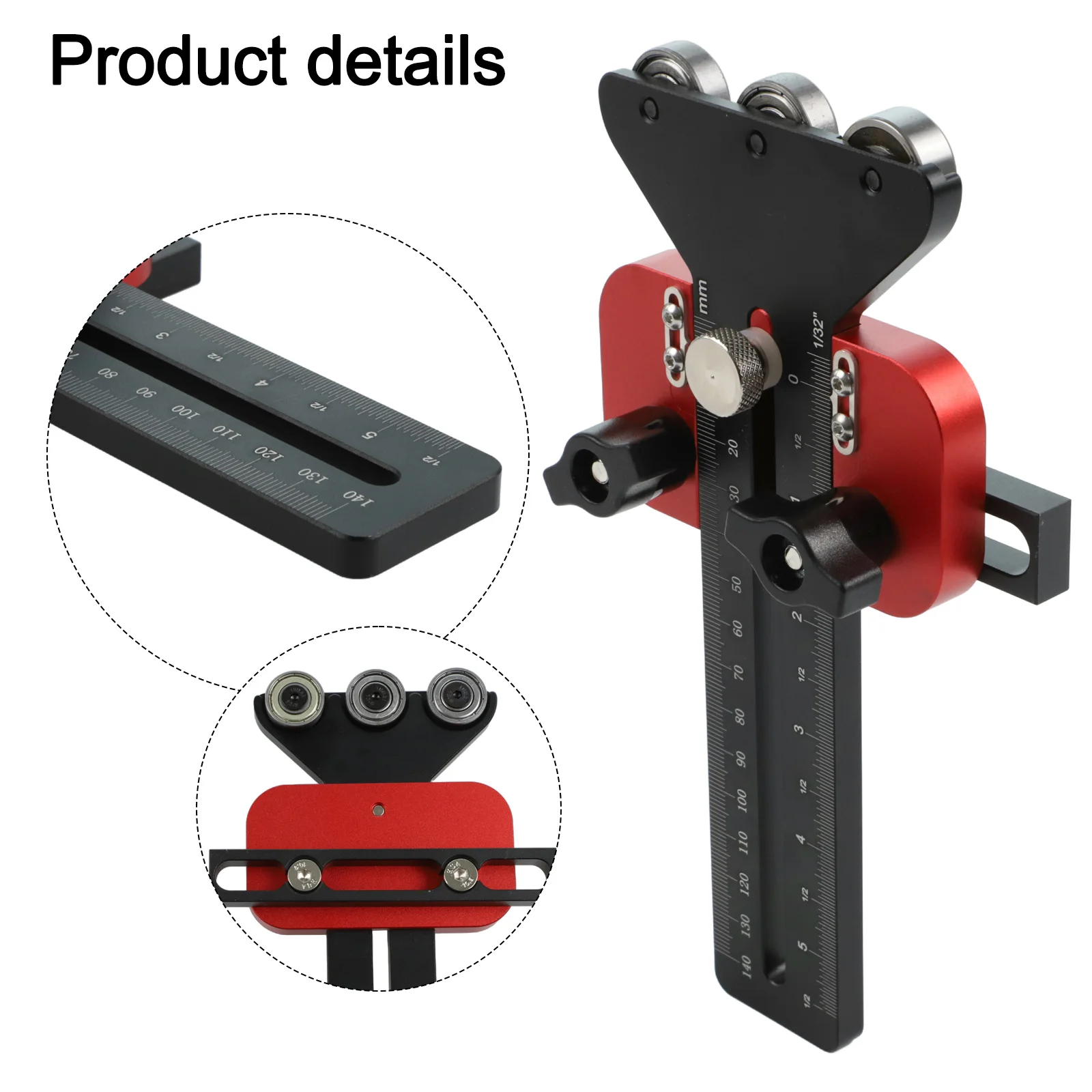 

Black Thin Rip Table Saw Jig 3 Pulley Design 3 Pulley Design Aluminum Alloy Material Engraved Measurement Scales