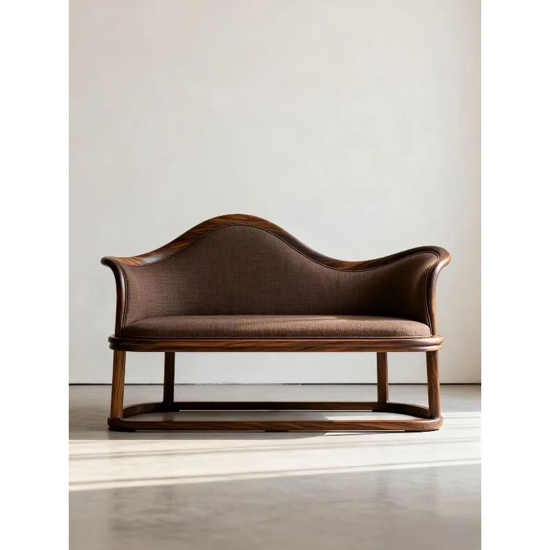 North American chaise longue chair, modern minimalist double one-piece chair, living room solid wood sofa chair