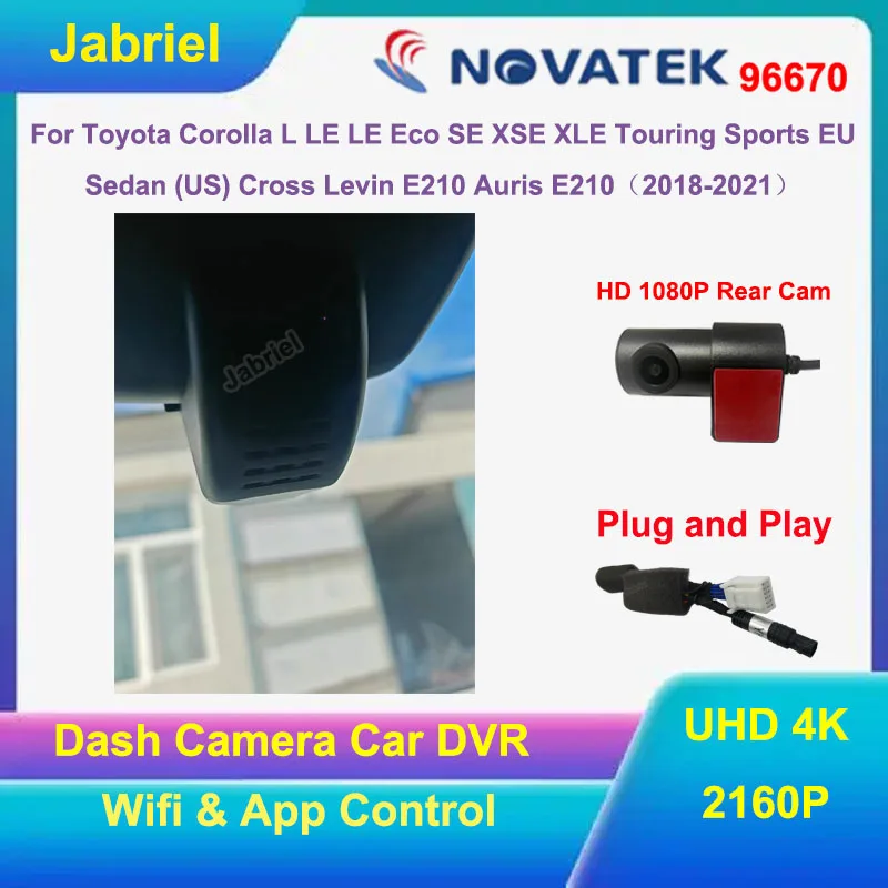 UHD 4K داش كام لتويوتا كورولا L LE Eco SE XSE XLE بجولة الرياضة الاتحاد الأوروبي سيدان الولايات المتحدة الصليب ليفين E210 أوريس E210 2018-2021 جهاز تسجيل فيديو رقمي للسيارات