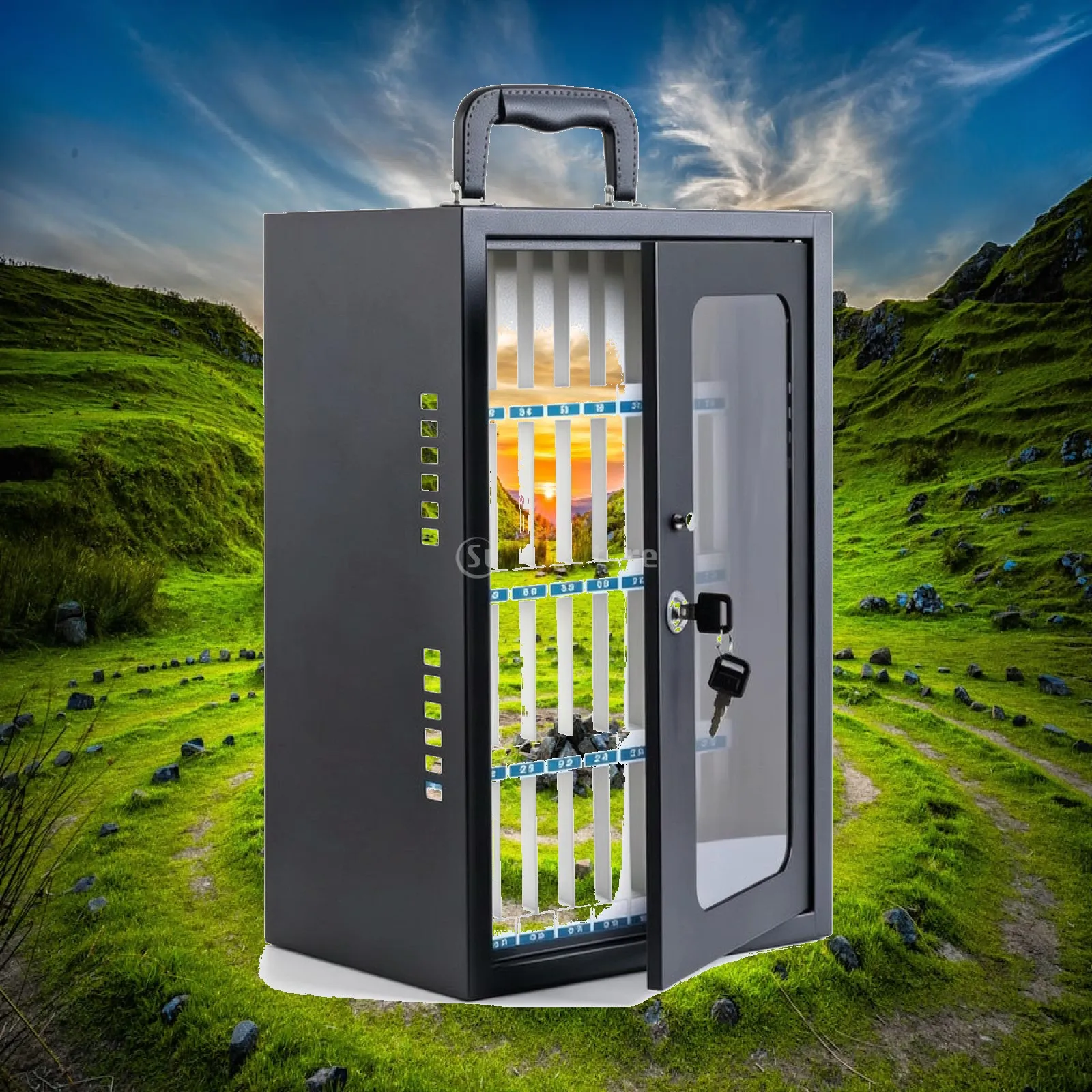 Ventilated Phone Storage Cabinet with Key Lock for Office Classroom Shared Spaces
